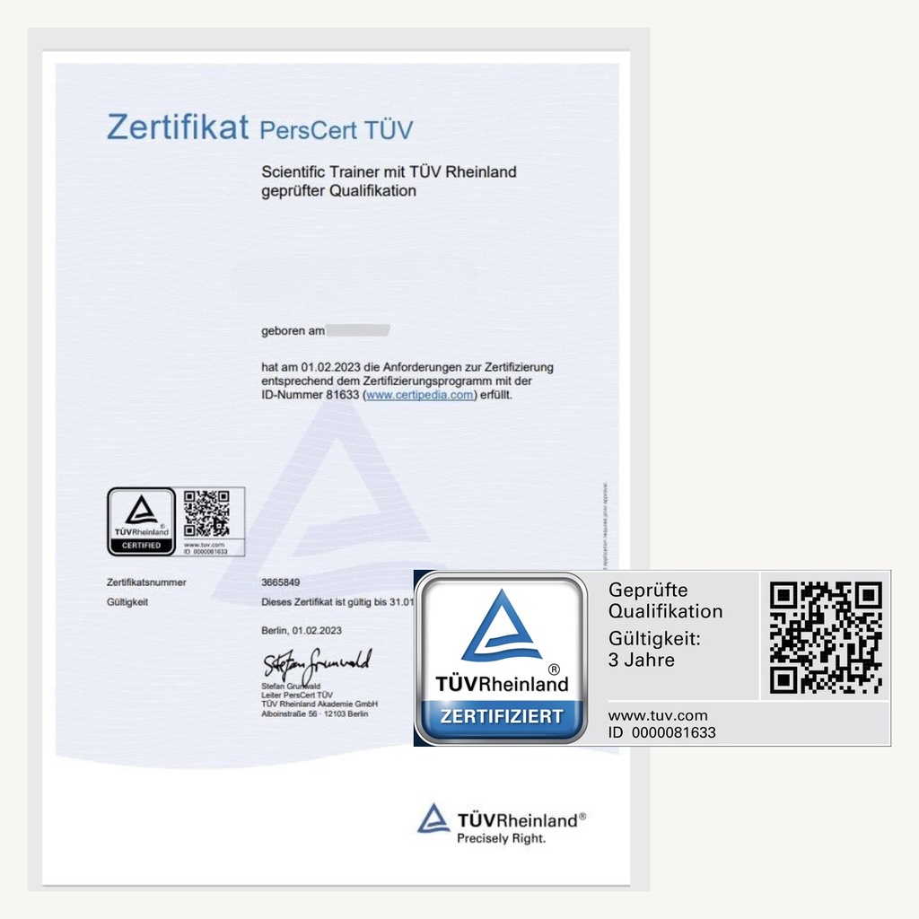 TÜV package · Revision day and person certification (Scientific Trainer)
